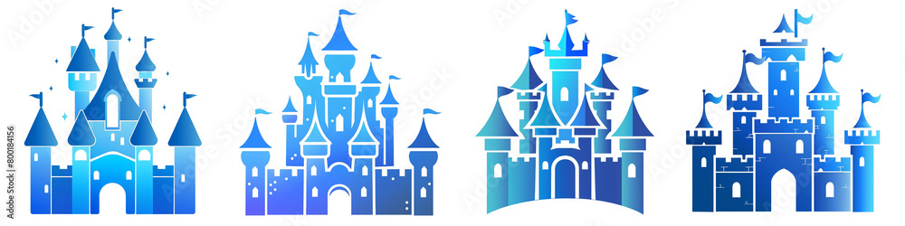 Castle clipart collection, symbol, logos, icons isolated on transparent background