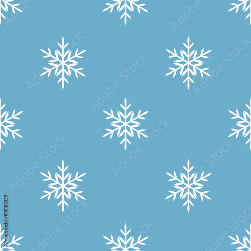 Seamless pattern with snowflakes on blue background vector.