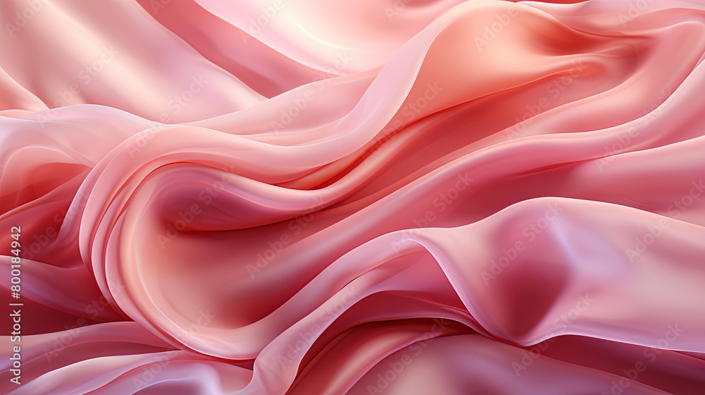 Obraz premium Fluttering Pink Color Fabric in Space With Delicate Folds on Blurry Background