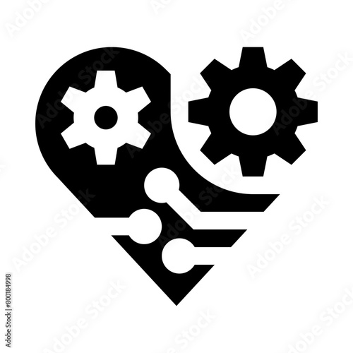 Robotic Heart Solid Icon (ID: 800184998)