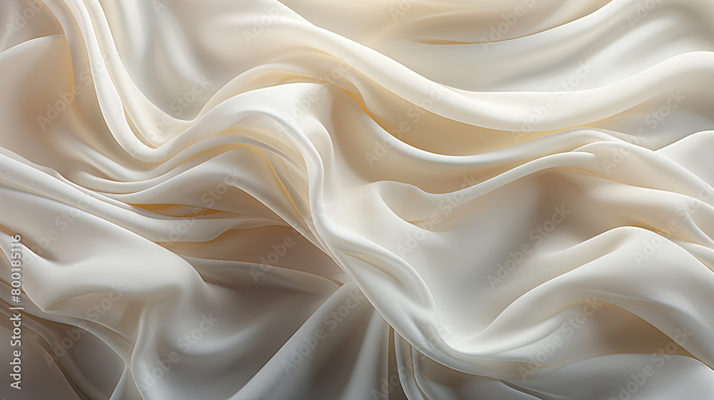Obraz premium Beautifully Fluttering White Color Fabric in Space With Delicate Folds on Blurry Background