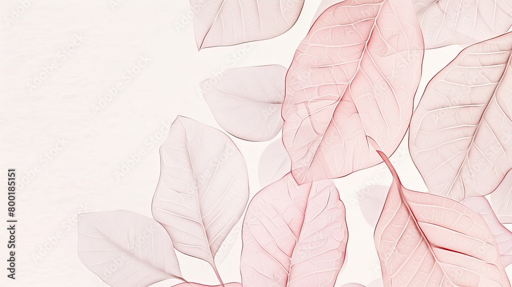 Pink, transparent leaves on a beige background
Pink, transparent leaves on a beige background