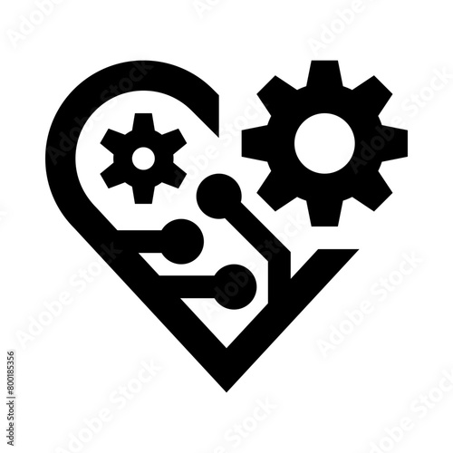Robotic Heart Line Icon (ID: 800185356)