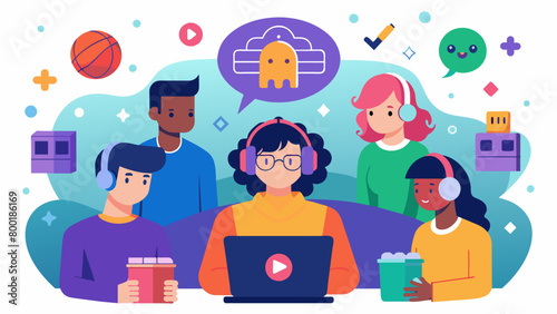 A virtual gaming community for individuals with neurodivergent conditions offering a welcoming and nonjudgmental space to play and make friends with. Vector illustration