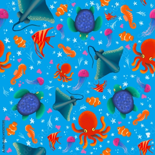 Sea seamless pattern