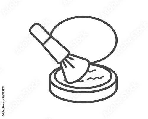Makeup and cosmetics. Linear vector graphic icons of beauty in the form of powder with brush.