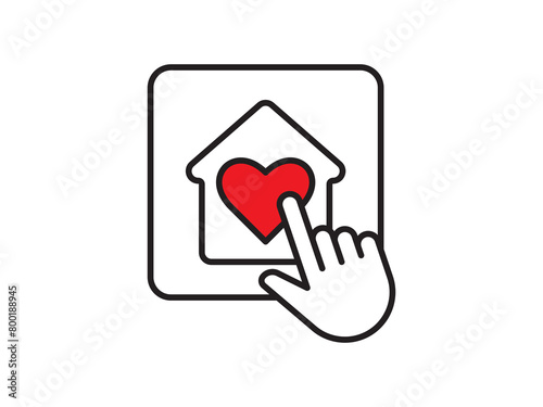 Icon a house representation, isolated against a clean background. This simple vector symbol evokes a sense of warmth and security, embodying the concept of home.