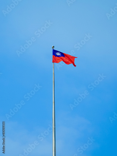 National flag of Taiwan with blue sky background