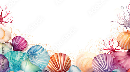Digital vintage watercolor shells abstract graphic poster web page PPT background