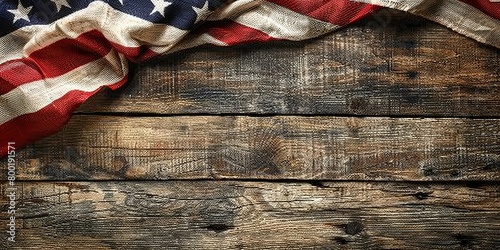 american flag on wooden table