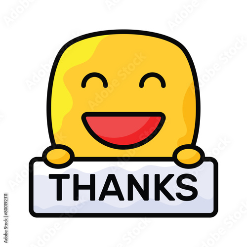 Grab this carefully crafted icon of thanks emoji, ready for premium use