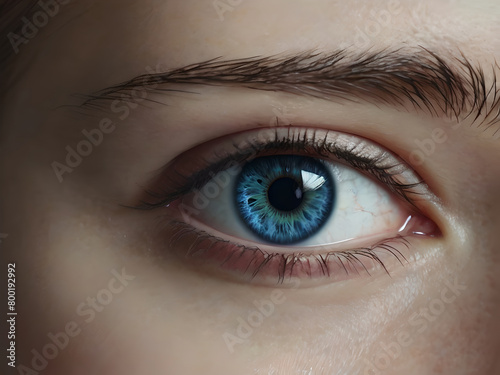 A human blue eye realistic beautiful. Eye. Generated Ai (ID: 800192992)
