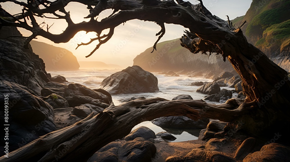 A tree featuring a lifeless branch, showcasing the cycle of life. A tree featuring a lifeless branch, showcasing the cycle of life.