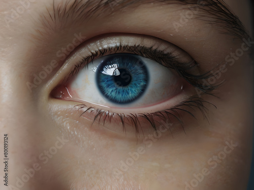 A human blue eye realistic beautiful. Eye. Generative Ai (ID: 800193124)