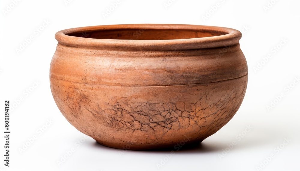 An image of a brown clay pot with a rough surface and a wide mouth. An image of a brown clay pot with a rough surface and a wide mouth.