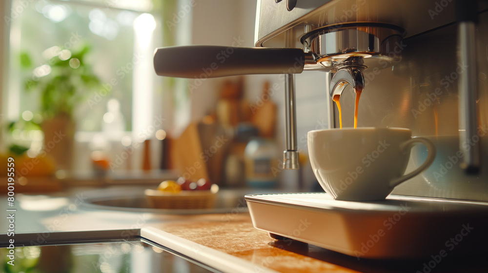 A coffee maker in a beautiful kitchen A coffee maker in a beautiful kitchen