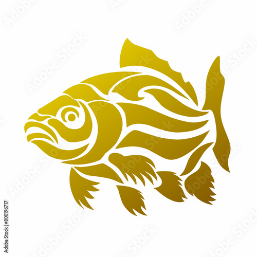 illustration vector graphics of tribal art design gold koi fish tattoo