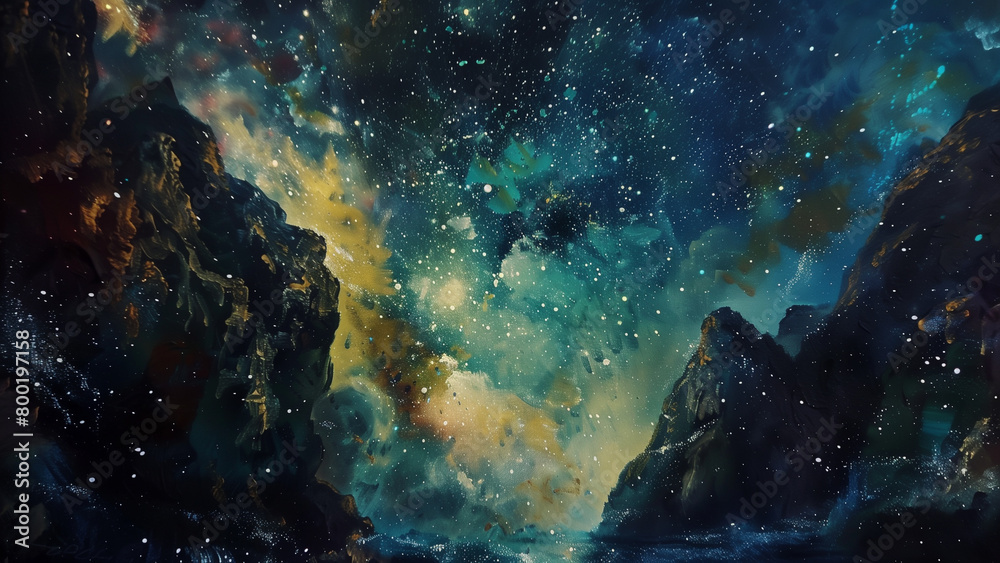 Fototapeta premium Starry Strength: Transcending Limits in Oil