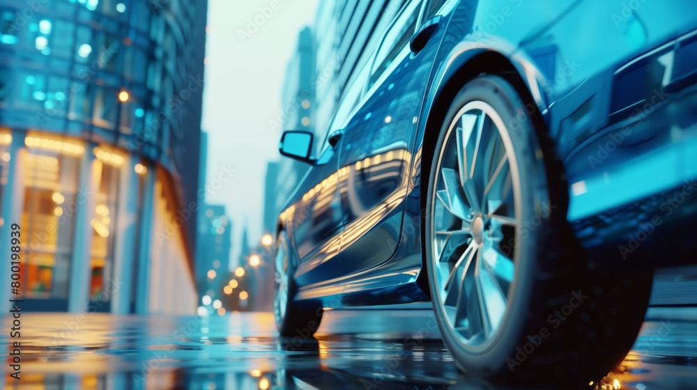 Sustainable Luxury: Modern Car Magazine Shot with Premium Tire Details