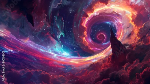 Swirling psychic waves background in space