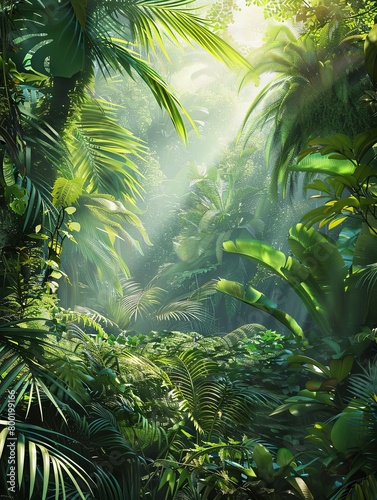 Verdant Rainforest Canopy  A Vibrant Tropical Ecosystem Brimming with Life and Discovery