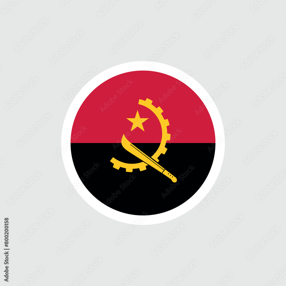 Flag of Angola. Angolan red and black flag with machete. State symbol of the Republic of Angola. Flag of Angola. Angolan red and black flag with machete. State symbol of the Republic of Angola.