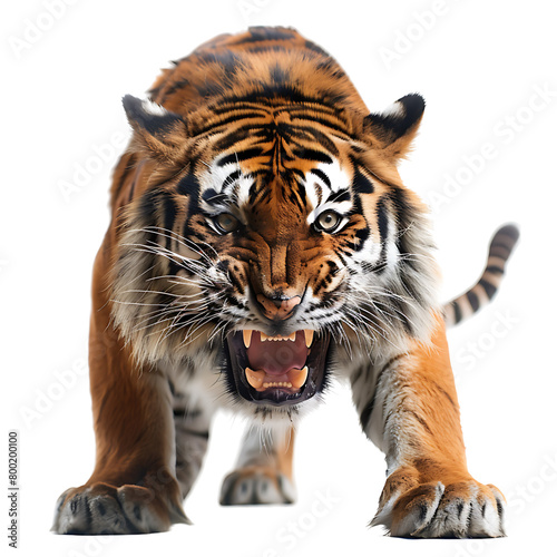 Angry Tiger on isolated transparent background photo