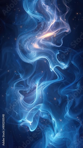 Beautiful abstract blue flame waves corporate business background design ,Blue smoke texture on dark background, abstract magic swirl of steam, Concept of effect, pattern, fairy tale lines © Yousaf