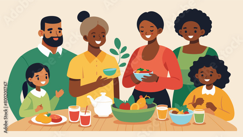 Families come together to celebrate freedom and feast on soul food favorites like gumbo collard greens and peach cobbler at the Juneteenth Soul Food. Vector illustration photo