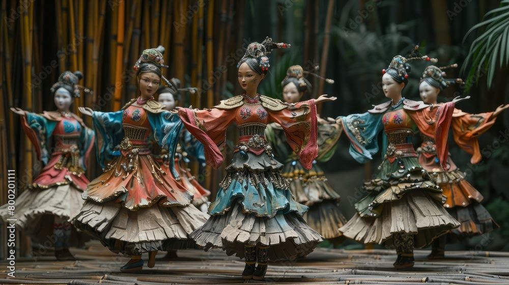 Fototapeta premium A group of dancing Chinese porcelain figurines