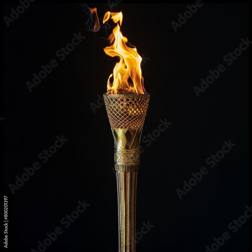 Olympic games flame. Burning torch on black background.  © Rawf8