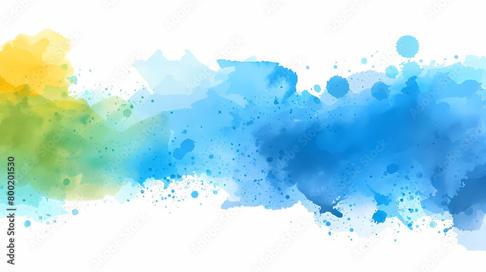 Fototapeta premium Abstract Watercolor Splashes in Blue and Yellow Hues