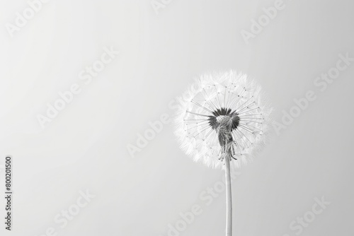 a dandelion on black and white background