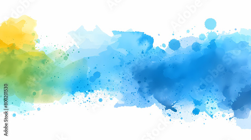 Abstract Watercolor Splashes in Blue and Yellow Hues