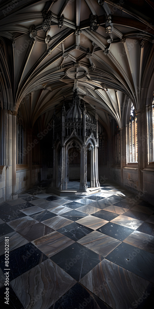 Catedral Gótica com Iluminação Dramática