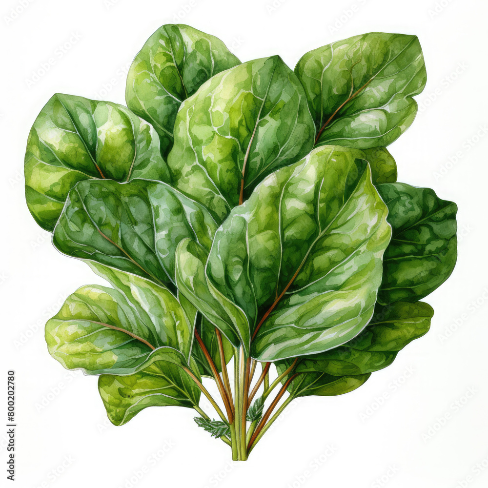 Fototapeta premium Watercolor Colorful Spinach Illustration, Generative Ai