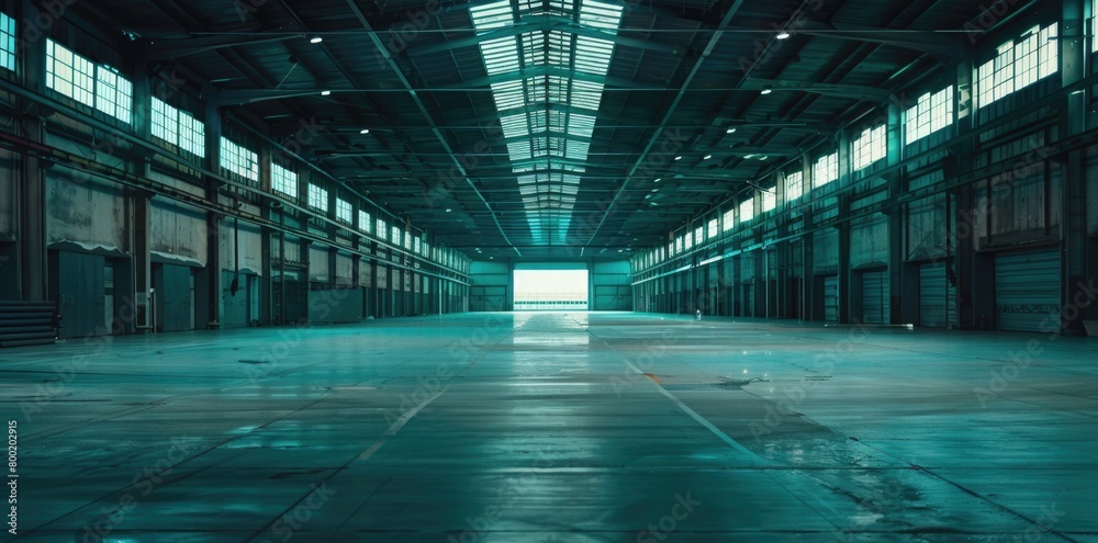 a large open space inside an empty and abandoned industrial warehouse
