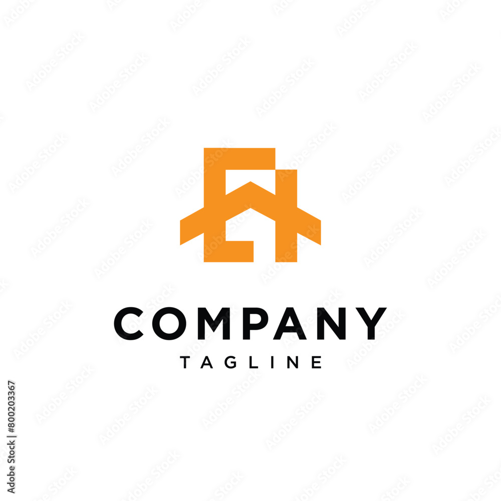 Letter E H House logo icon vector template.eps