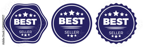 Best seller icon badge set logo label tag design template for top sales, award. Set of blue best seller emblem for sale, special offer, promotion, advertising. 11:11