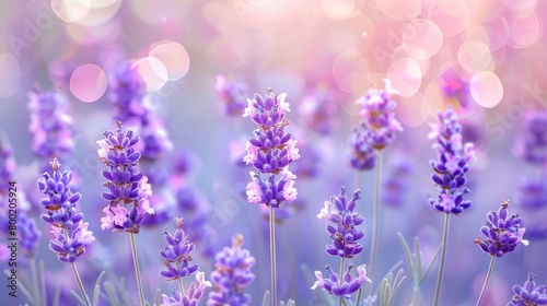 Stunning french lavender field aglow in the vibrant colors of a picturesque sunset landscape