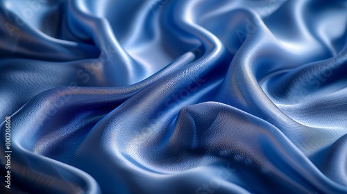 The silk fabric is blue and has a texture of silk fabric. The silk background is silky. The silk fabric is shiny and smooth.