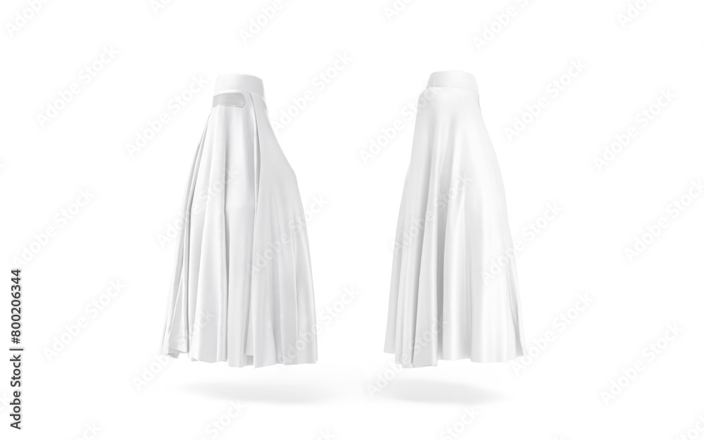 Blank white muslim female burqa mockup, back side view Blank white muslim female burqa mockup, back side view