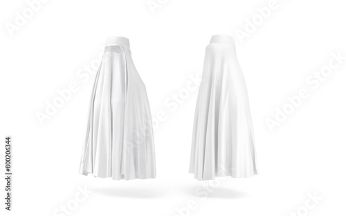 Blank white muslim female burqa mockup, back side view