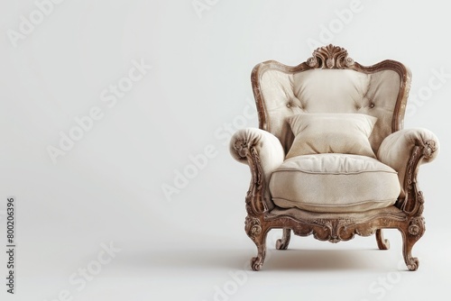 An armchair sofa is the focal point of a studio shoot
