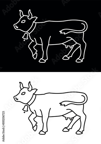 Cow icon. Symbol of milk, farm or dairy products. Attribute of a village or farmer.