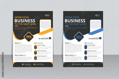 Business Flyer Template Corporate flyer template colorful gradient geometric shape in A4 size standard double color variation