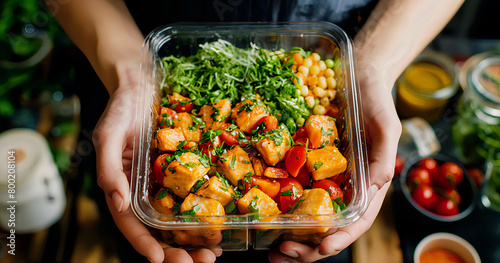 food delivery service To create a meal plan based on your dietary needs, preferences, and health goals. and deliver ready to eat food directly to the customer's doorstep Image generated by AI photo