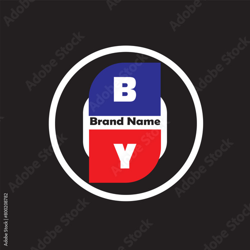BY letter logo vector  design on black color background BY letter logo icon design
