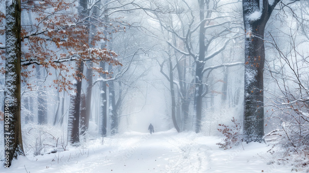 A snowy winter forest scene just after a fresh snowfall the trees cloaked in white A snowy winter forest scene just after a fresh snowfall the trees cloaked in white
