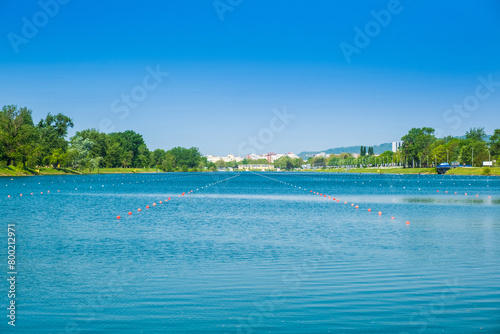 Spring day of Jarun lake in Zagreb, Croatia, popular tourist destination © ilijaa